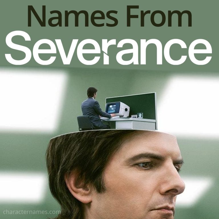 Names from Severance - with Mark S.'s head open and a smaller mark is sitting at a desk with a computer